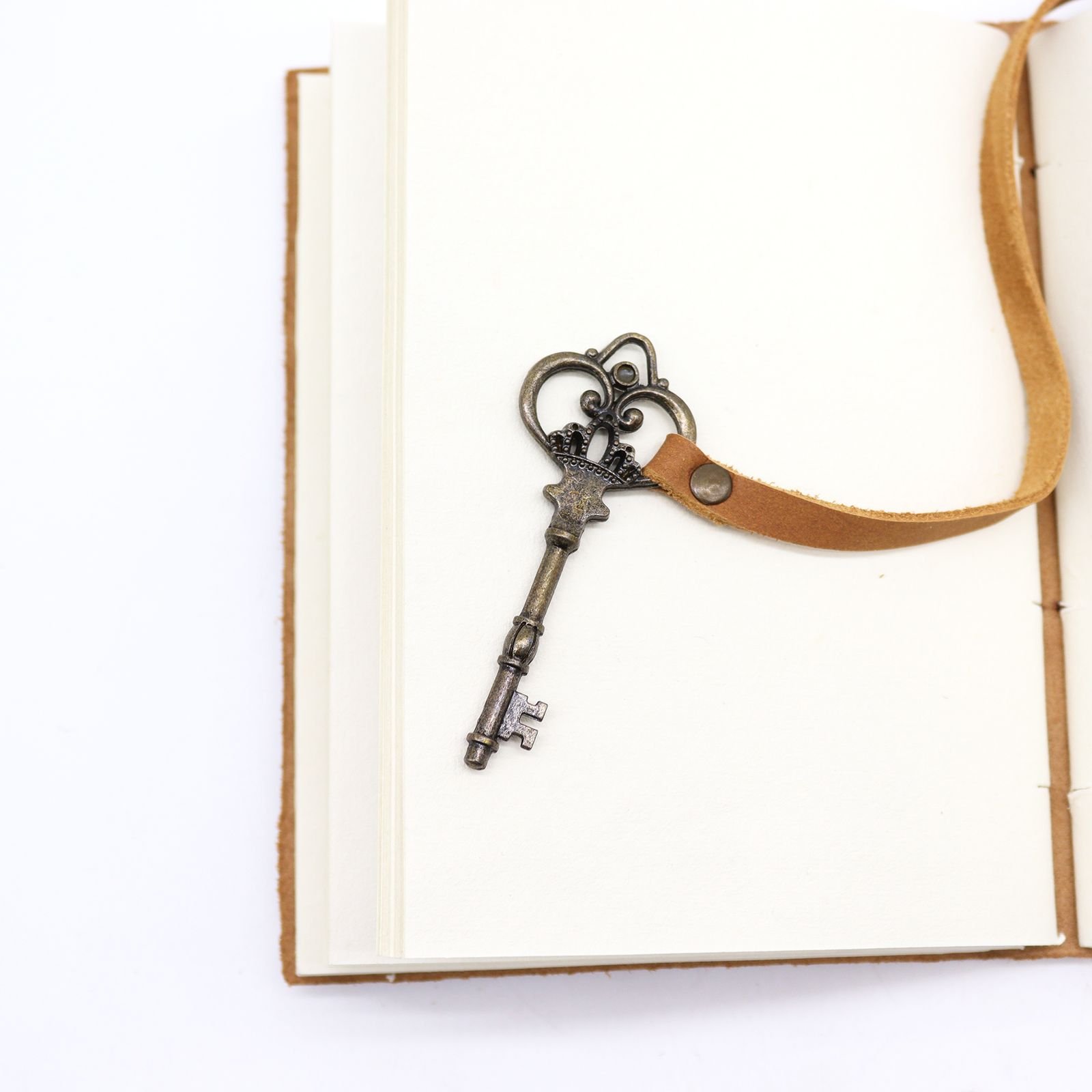 Tan Oiled Leather Journal with Key, 13 x 18cm view 3