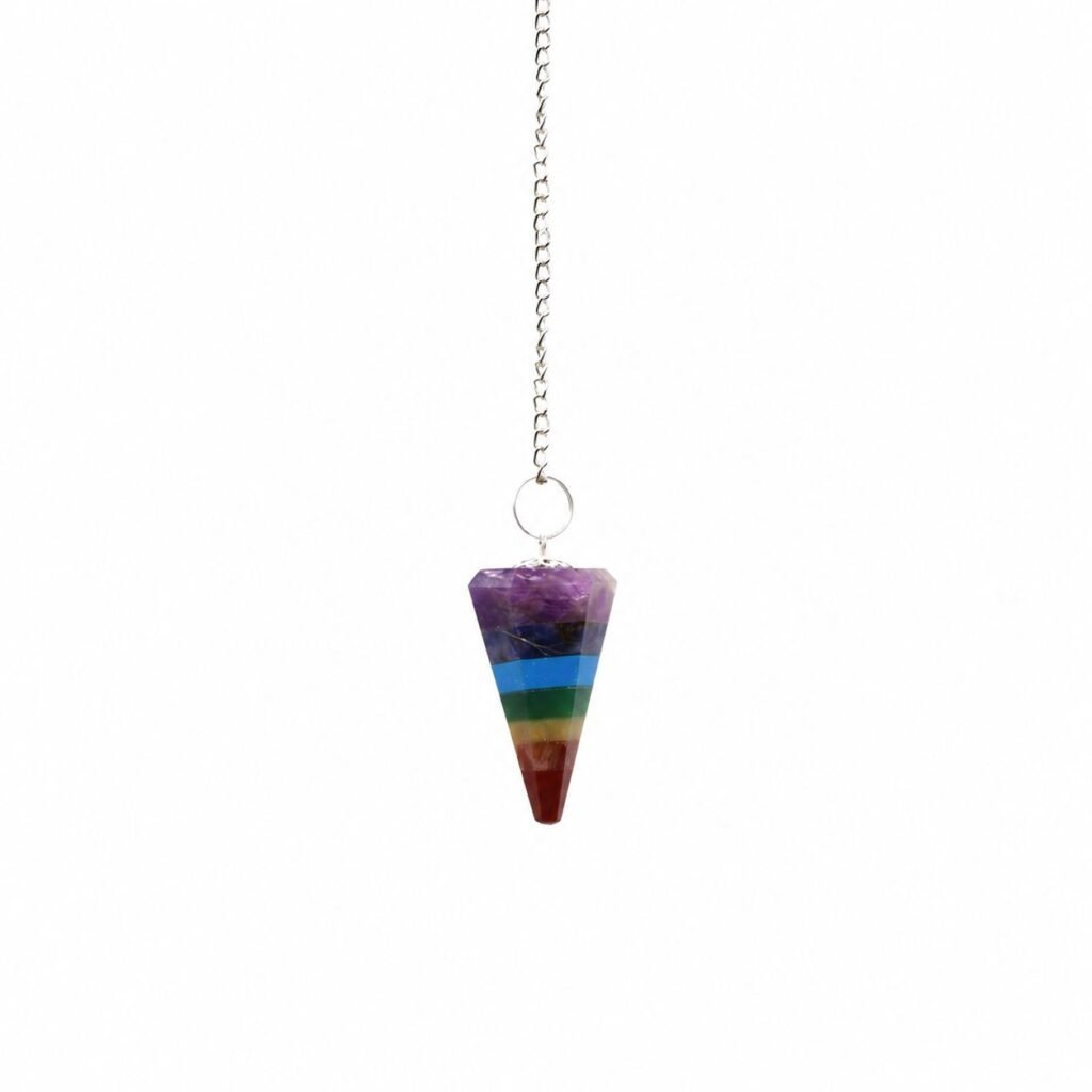 7 chakra pendulum made from seven crystal slices