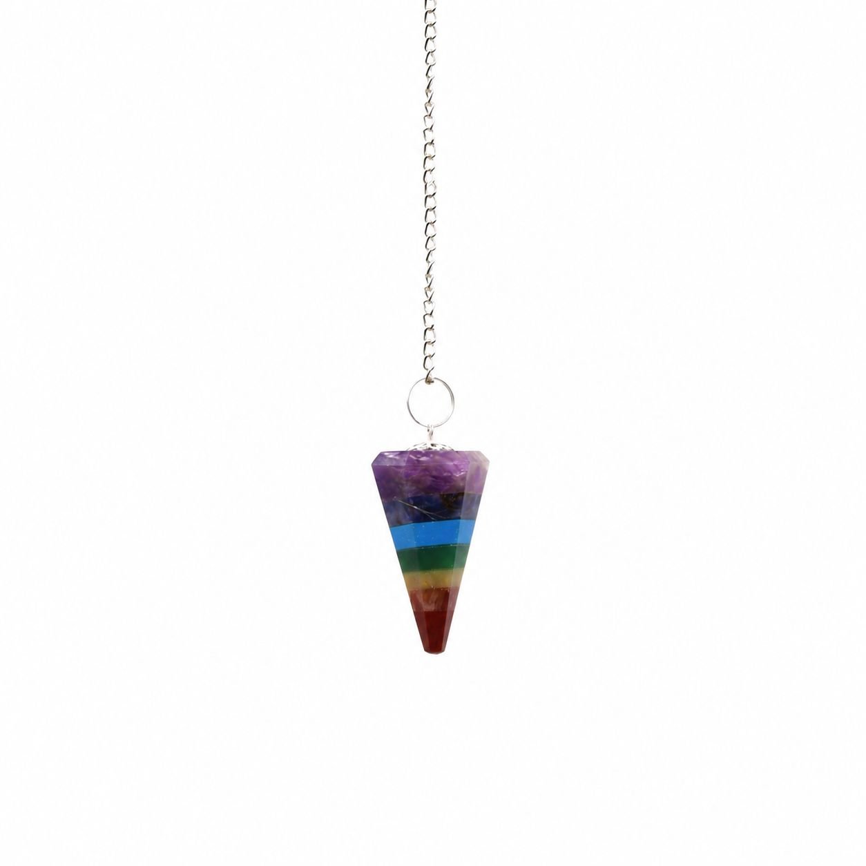 7 chakra pendulum made from seven crystal slices