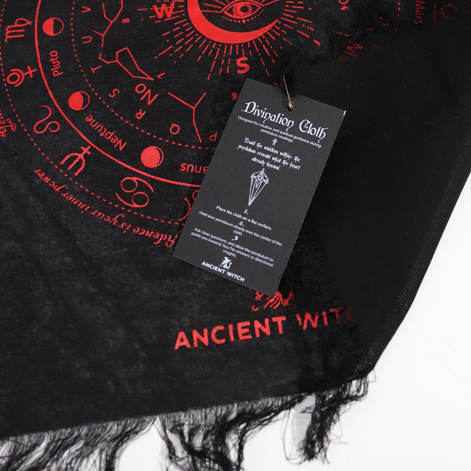 All Seeing Eye pendulum board cloth in Black and Blood Red view 2