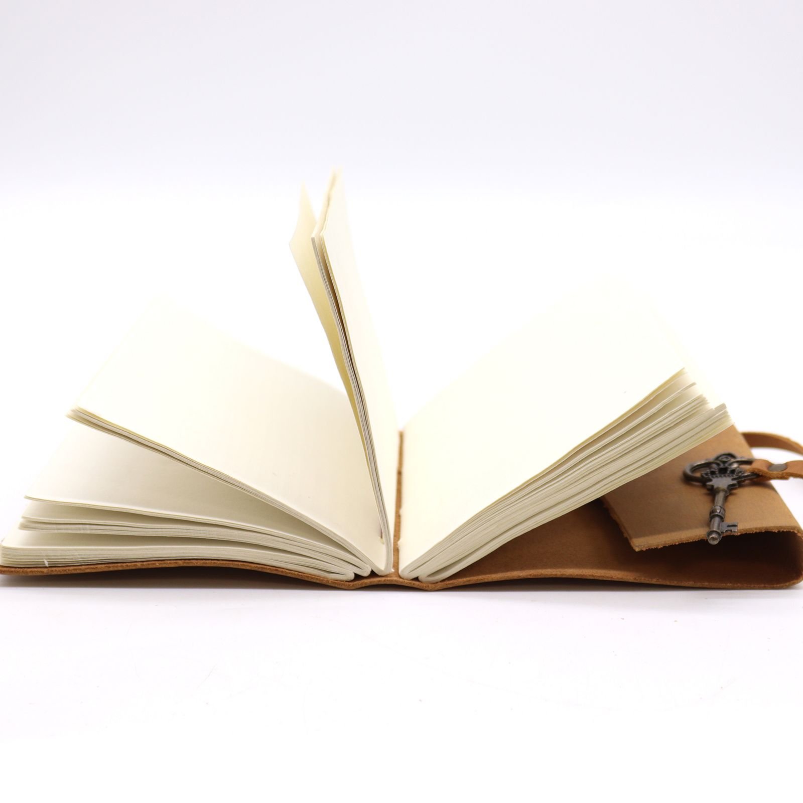 Tan Oiled Leather Journal with Key, 13 x 18cm view 2