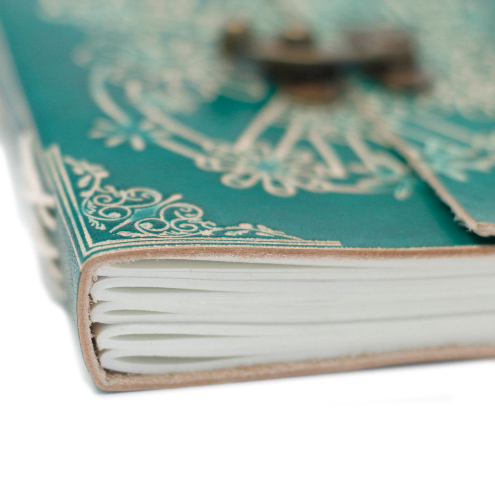 Peace Leather Journal in Teal Green with Clasp, 18 x 13cm view 8