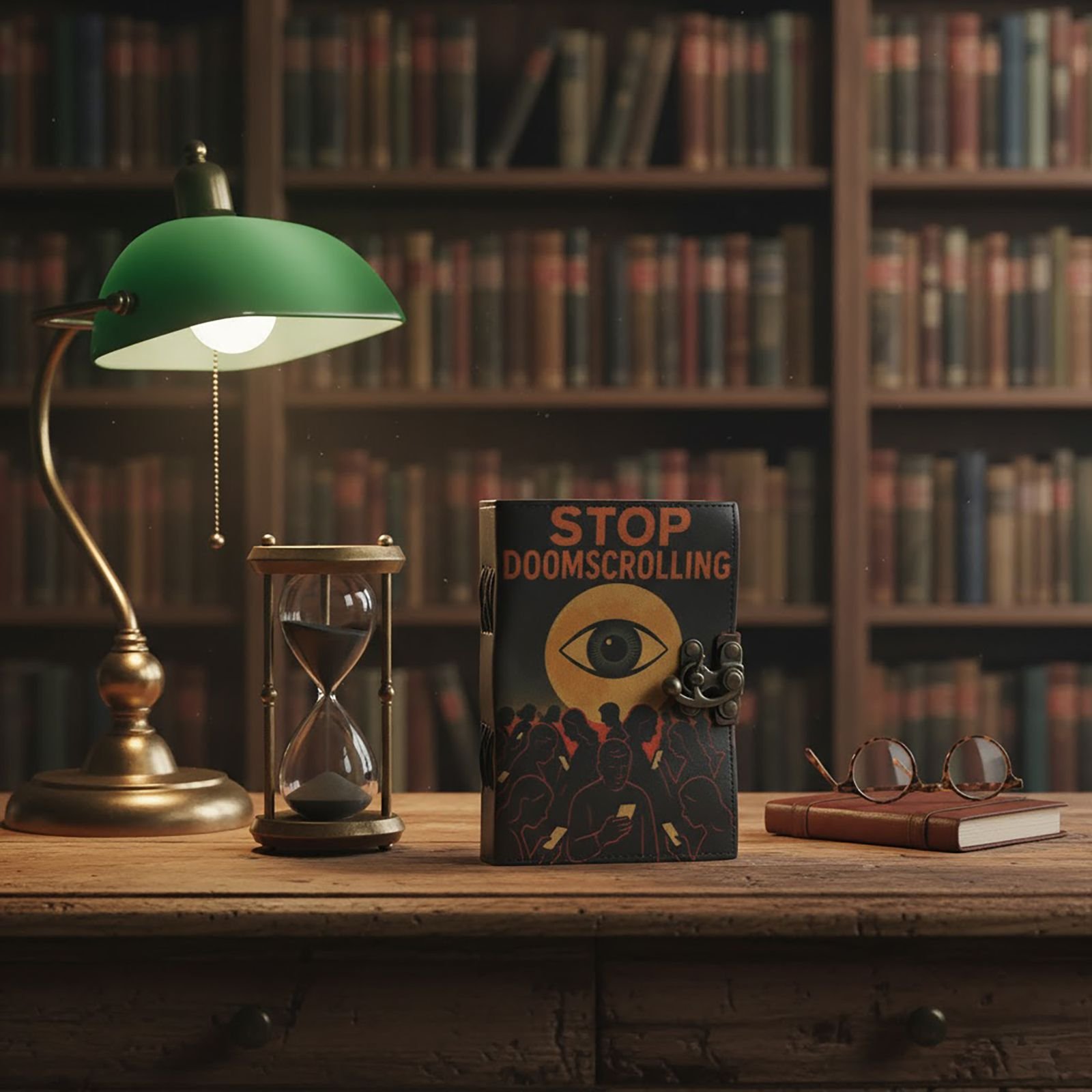 Stop Doomscrolling Leather Notebook 17.8 x 12.7cm