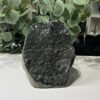 Black amethyst cut base geode A, sparkling dark druzy