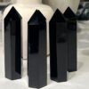 Small black obsidian towers, polished obsidian points