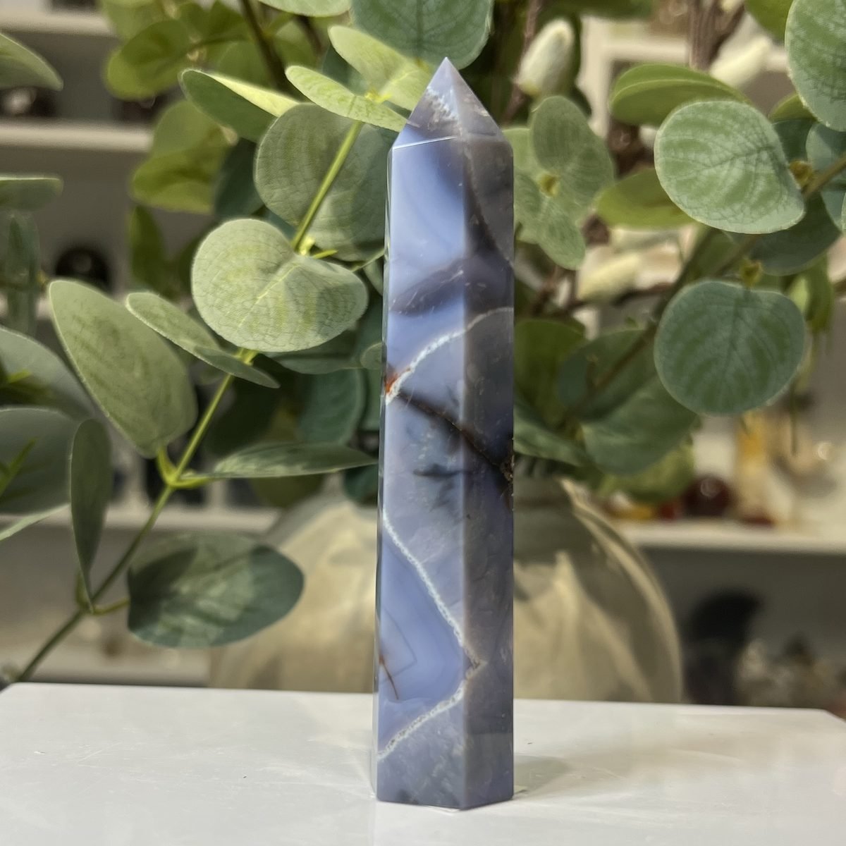 Blue agate tower B Blue agate tower B, polished point