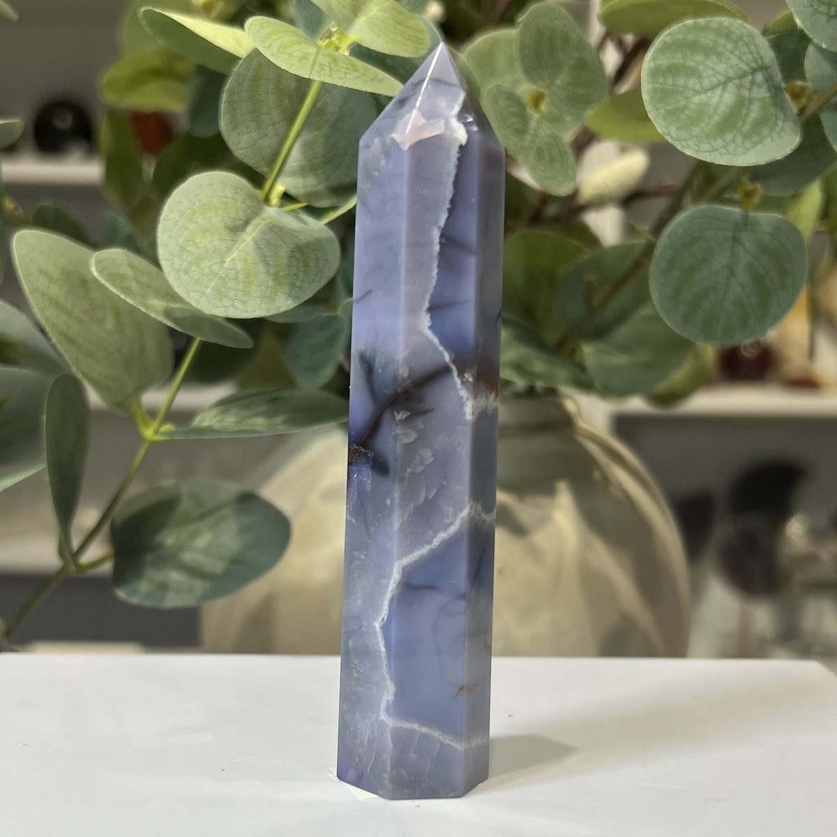 Blue agate tower B Blue agate tower B, polished point