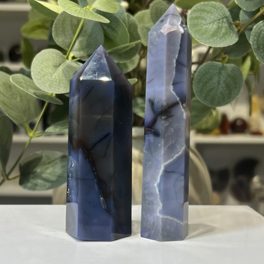 Home 2026 35 Blue agate towers, a group of polished pieces together