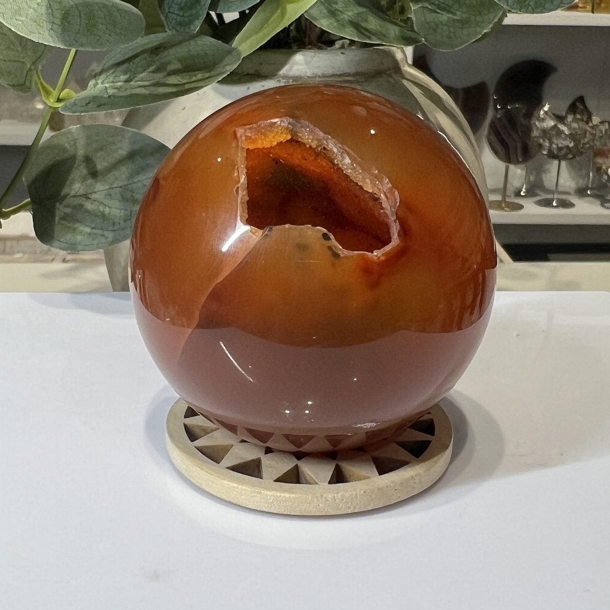 Carnelian sphere B Carnelian sphere B, polished sphere