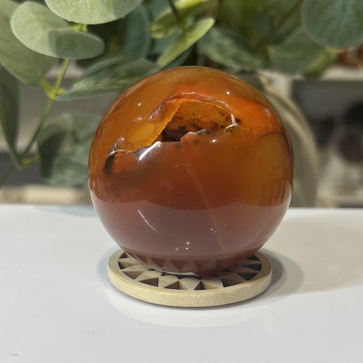 Carnelian sphere B Carnelian sphere B, polished sphere