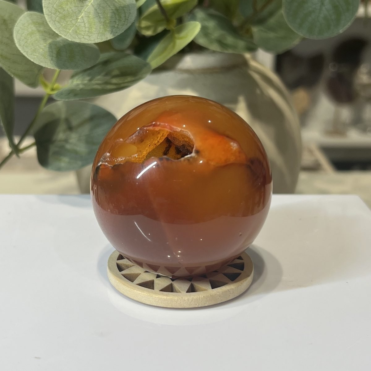 Carnelian sphere B Carnelian sphere B, polished sphere