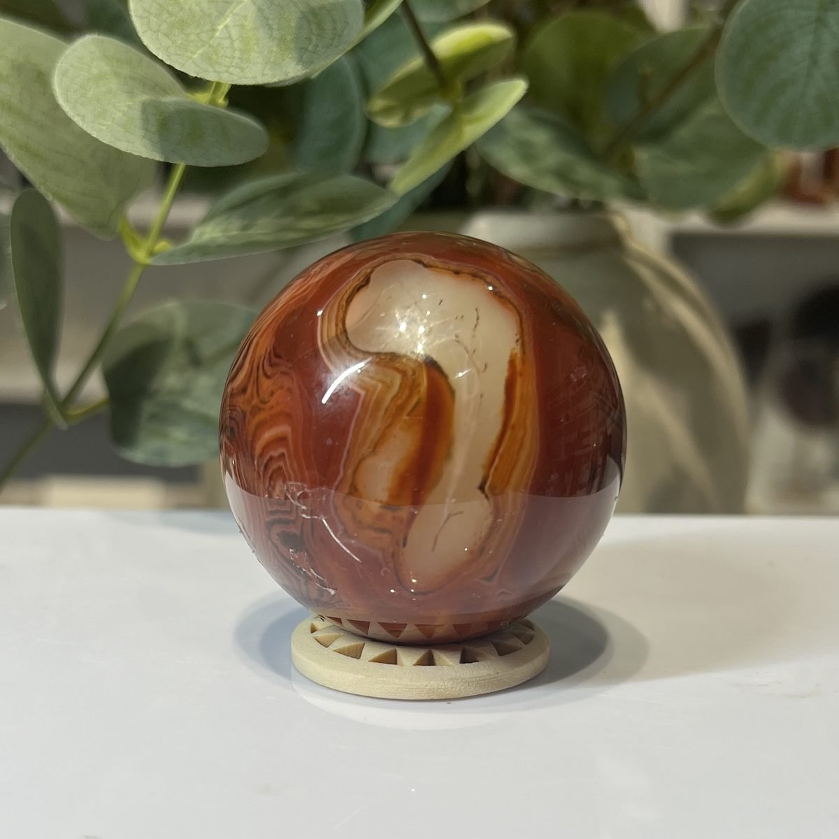 Carnelian sphere C Carnelian sphere C, polished sphere