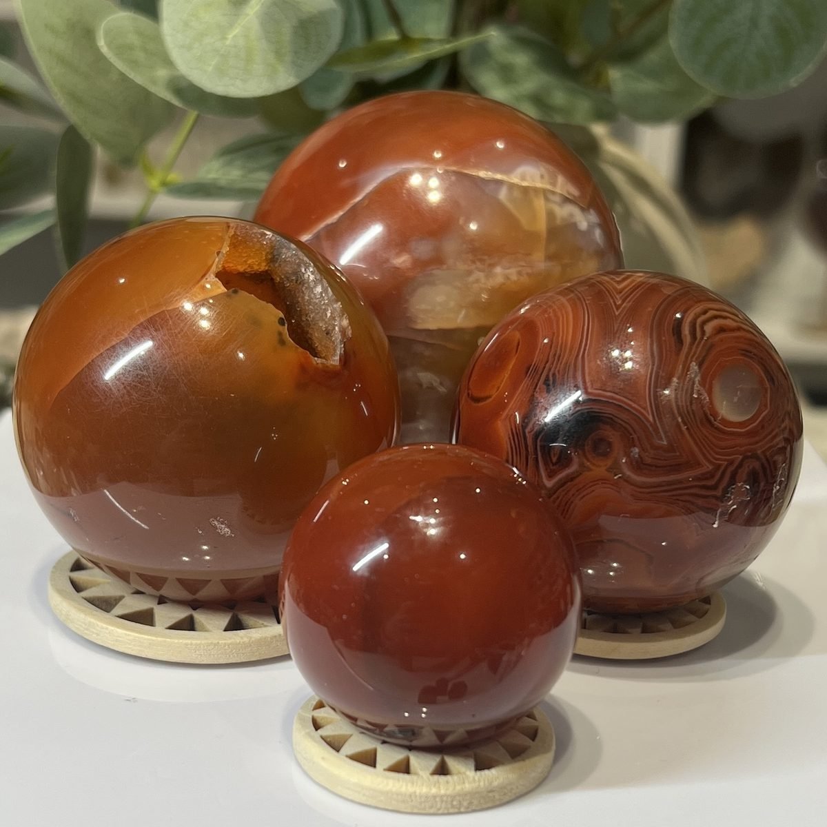 Carnelian spheres Carnelian spheres, a group of polished pieces together