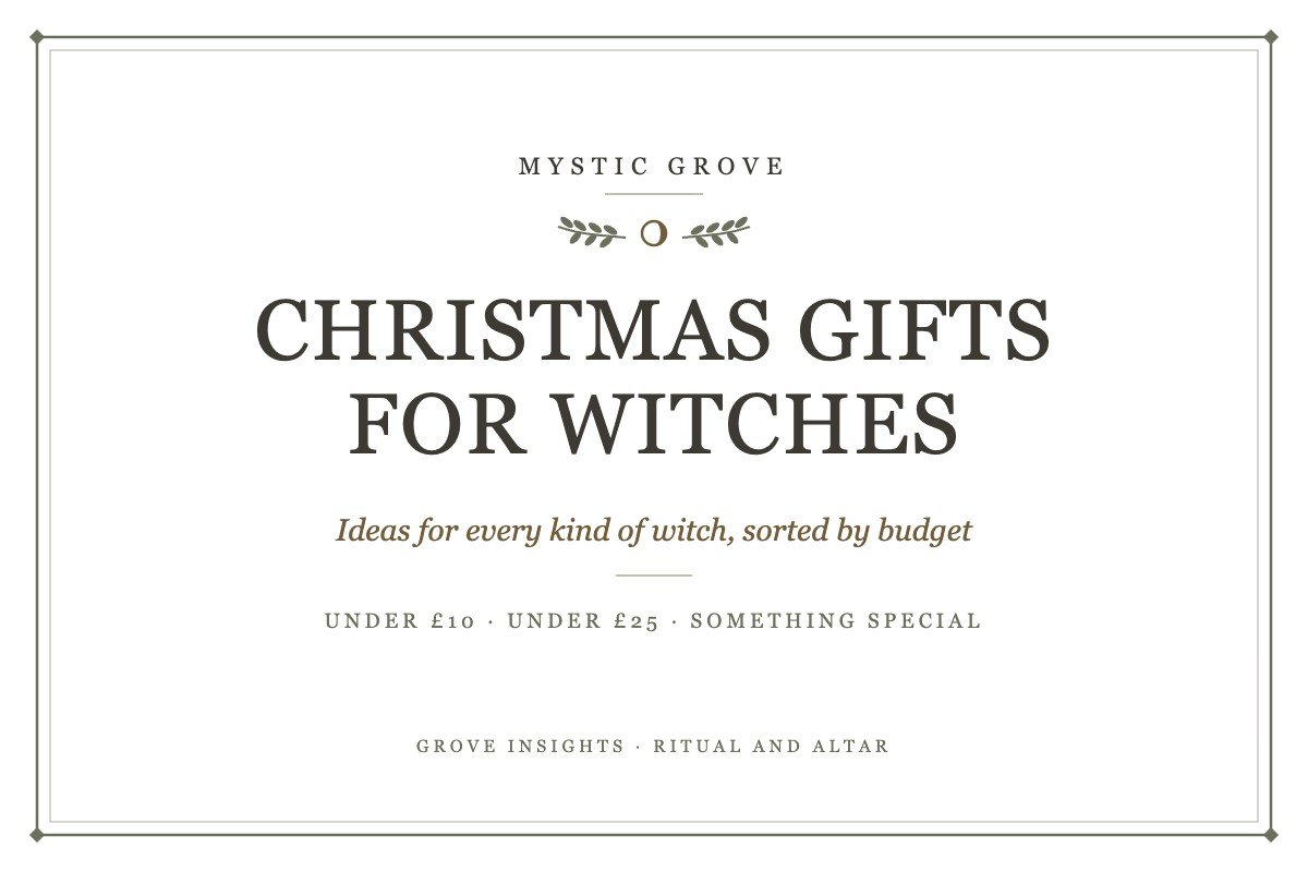 Christmas gifts for witches UK 2026 card from Mystic Grove: ideas for every kind of witch, sorted by budget