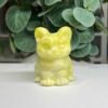 crystal cat carving lemon jade Lemon jade crystal cat carving 6cm, bright yellow with pale veining
