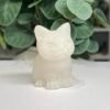 crystal cat carving white calcite White calcite crystal cat carving 6cm, milky white with a soft sheen