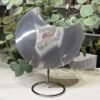 Agate crystal moon A with amethyst druzy on a silver stand, 17cm Agate crystal moon A with amethyst druzy on a silver stand, 17cm