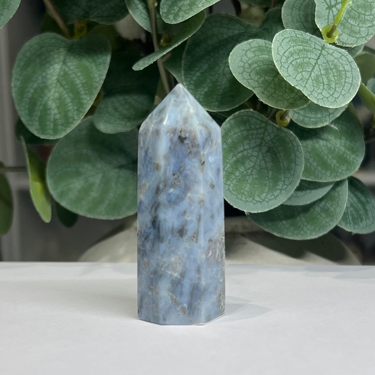 denim lapis tower i 7cm Denim lapis tower I 7cm, pale blue with grey speckles