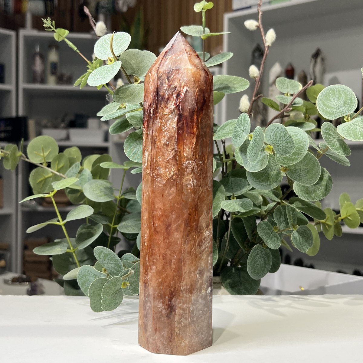 Hematoid quartz tower C, 23cm, warm russet fire quartz Hematoid quartz tower C, 23cm, warm russet fire quartz