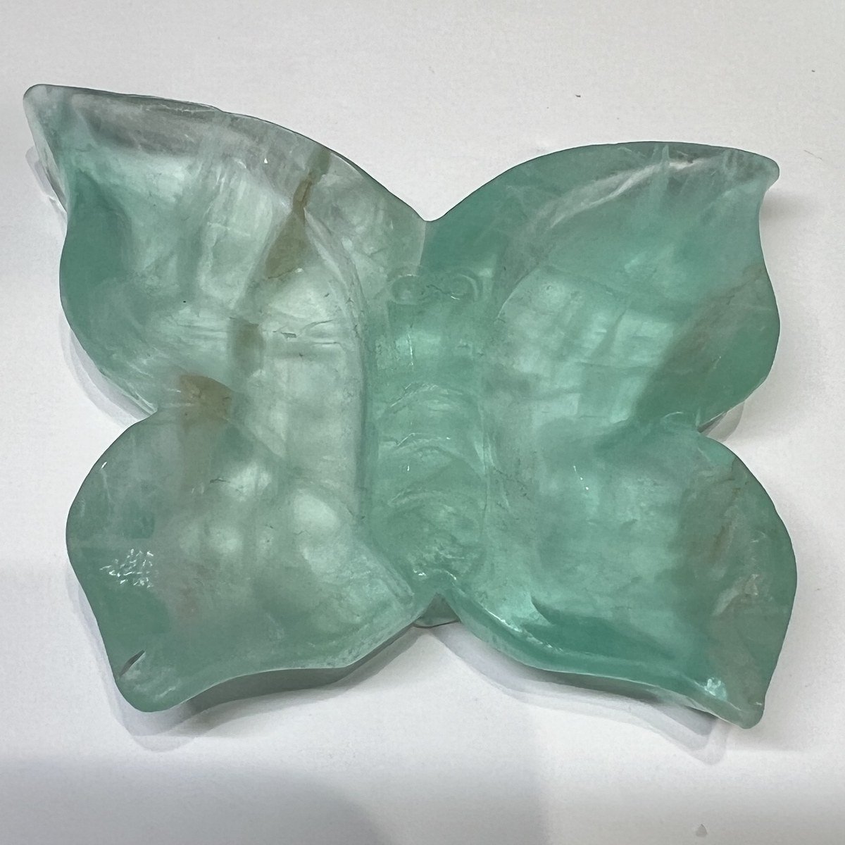 Fluorite butterfly trinket dish A, sea green and clear Fluorite butterfly trinket dish A, sea green and clear