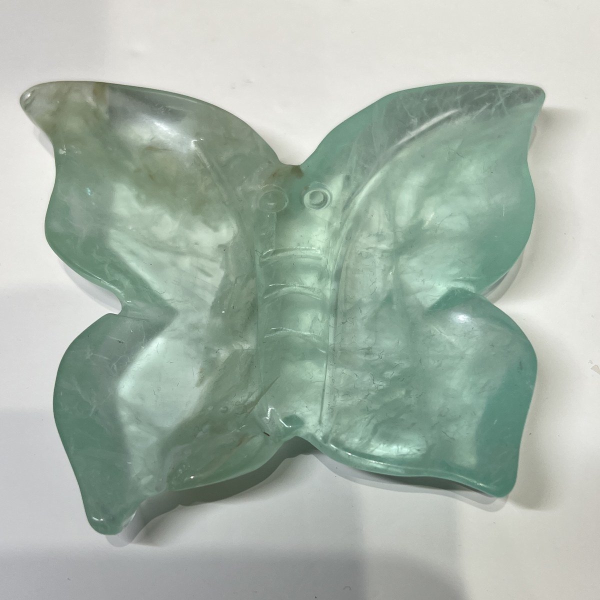 Fluorite butterfly trinket dish D, clear and seafoam green Fluorite butterfly trinket dish D, clear and seafoam green