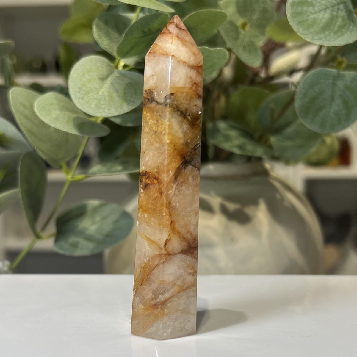 Golden healer quartz tower C Golden healer quartz tower C, polished point