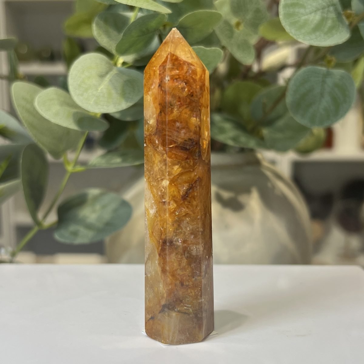 Golden healer quartz tower E Golden healer quartz tower E, polished point