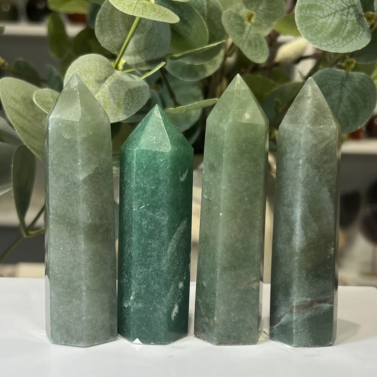 Green aventurine towers Green aventurine towers, a group of polished pieces together