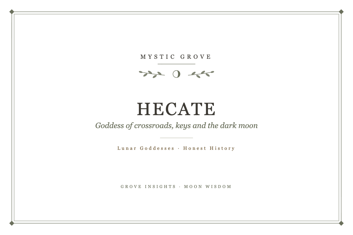 Hecate, goddess of crossroads, keys and the dark moon: Grove Insights card