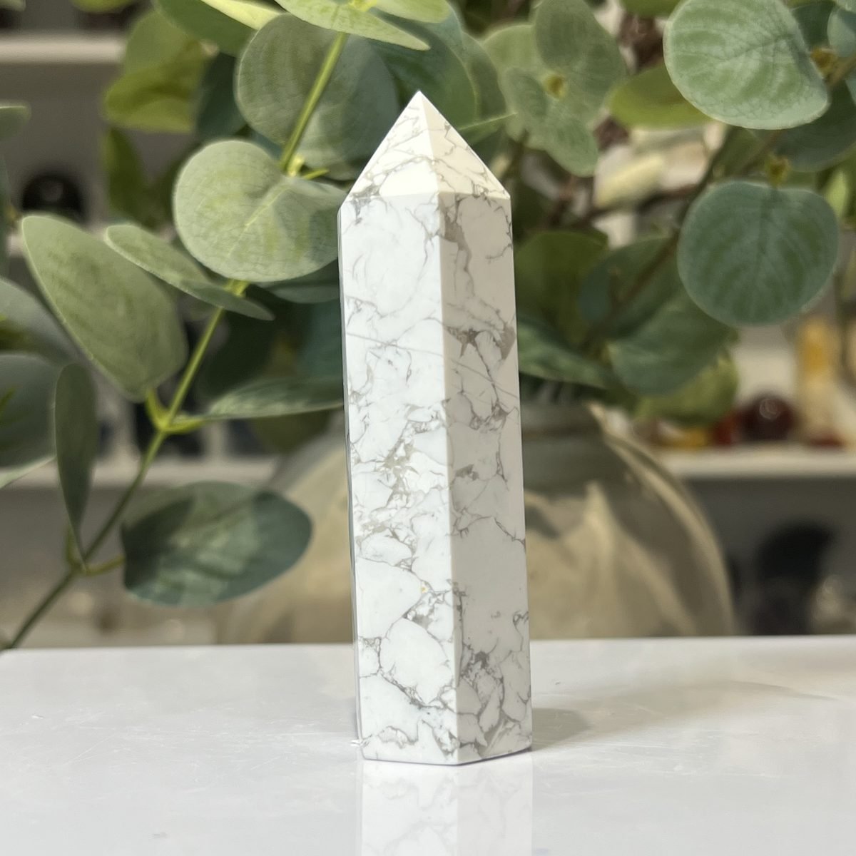 Howlite tower A Howlite tower A, polished point