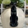 Black obsidian Bastet statue 10cm, Egyptian cat goddess carving, front view Black obsidian Bastet statue 10cm, Egyptian cat goddess carving, front view