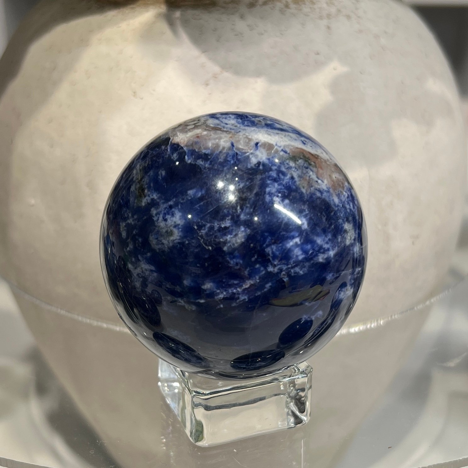 Sodalite sphere D 55mm, royal blue with white mottling Sodalite sphere D 55mm, royal blue with white mottling