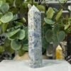 Blue kyanite tower side view showing blue blades