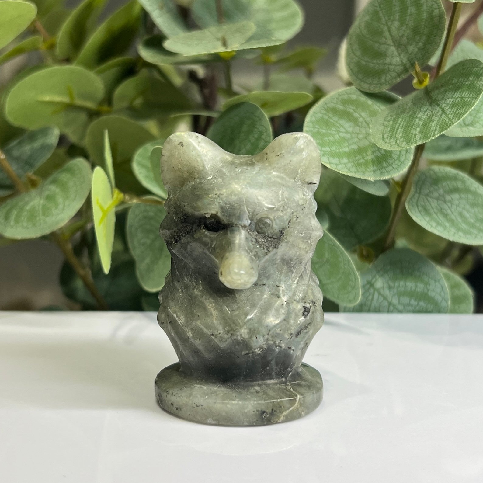 labradorite-wolf-head-carving-front labradorite wolf head crystal carving 6cm front, Mystic Grove UK