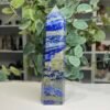 lapis lazuli tower large 18cm Large lapis lazuli tower 18cm with deep blue banding, grey calcite and gold pyrite