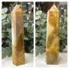 Two large mookaite towers side by side, 26cm and 24.5cm Two large mookaite towers side by side, 26cm and 24.5cm