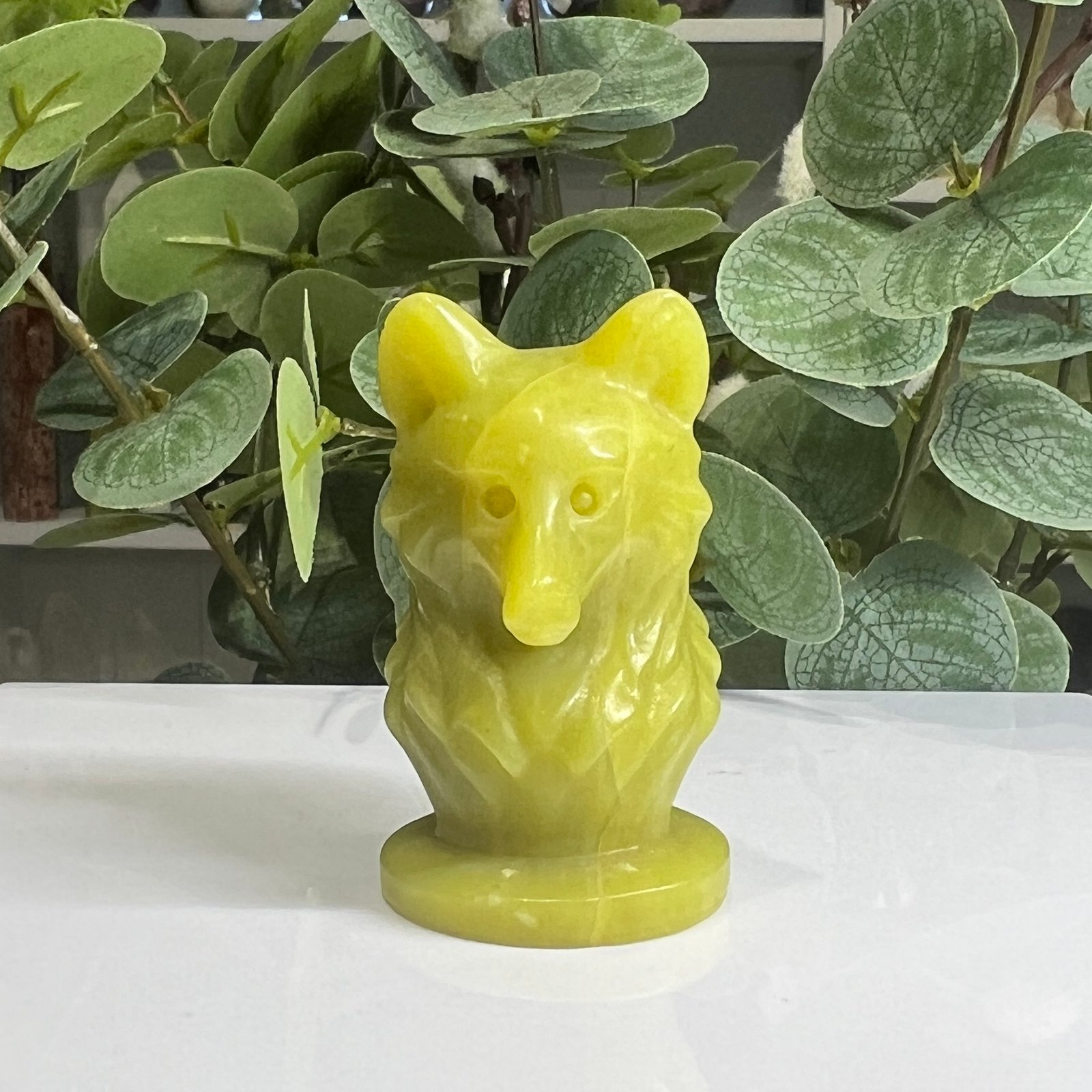 lemon-jade-wolf-head-carving-front lemon jade wolf head crystal carving 6cm front, Mystic Grove UK