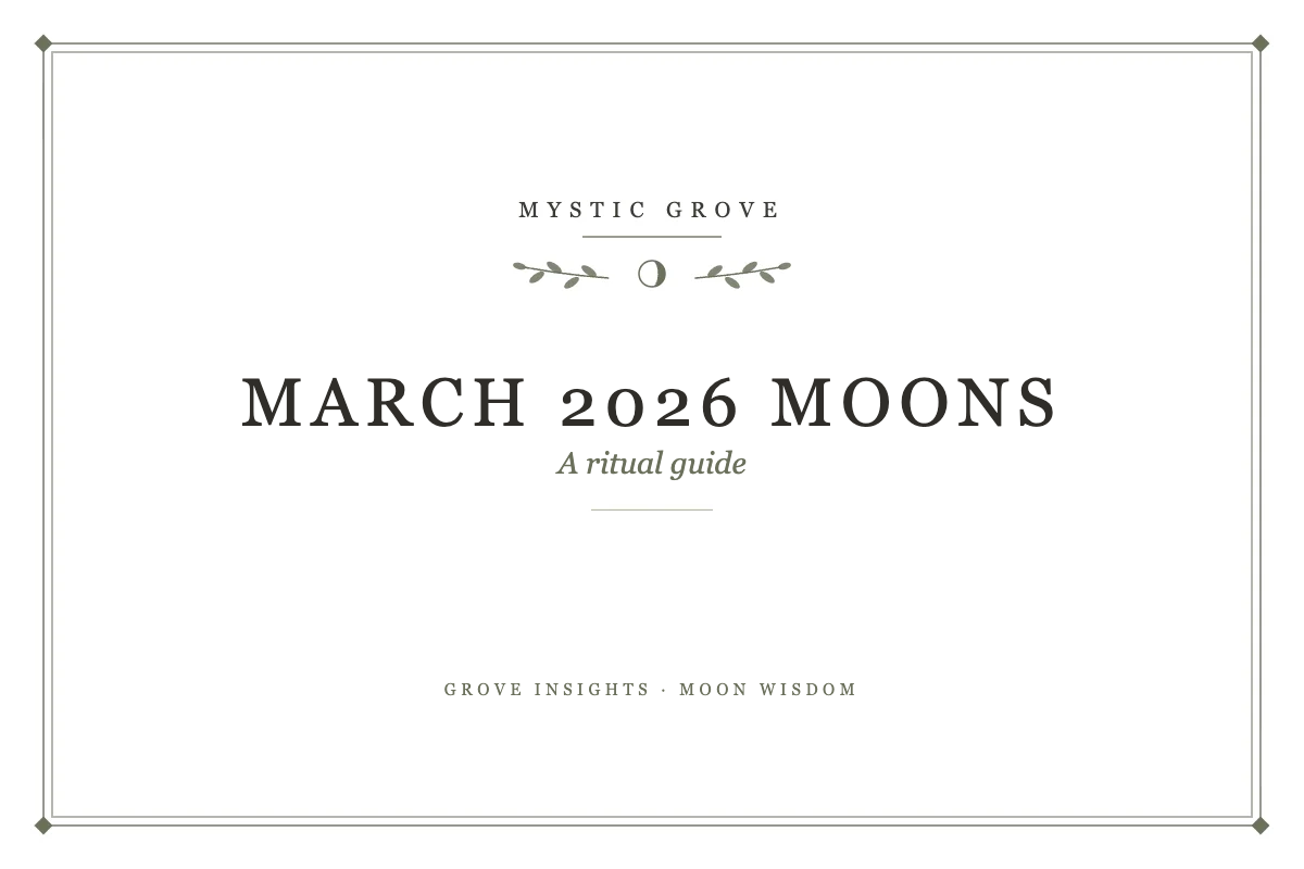 March 2026 Moon Ritual Guide title card from Mystic Grove