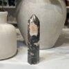 Moss Agate Tower Moss agate tower A, 11cm, green with peach druzy