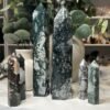 Moss Agate Tower Six moss agate towers in green, grey and white
