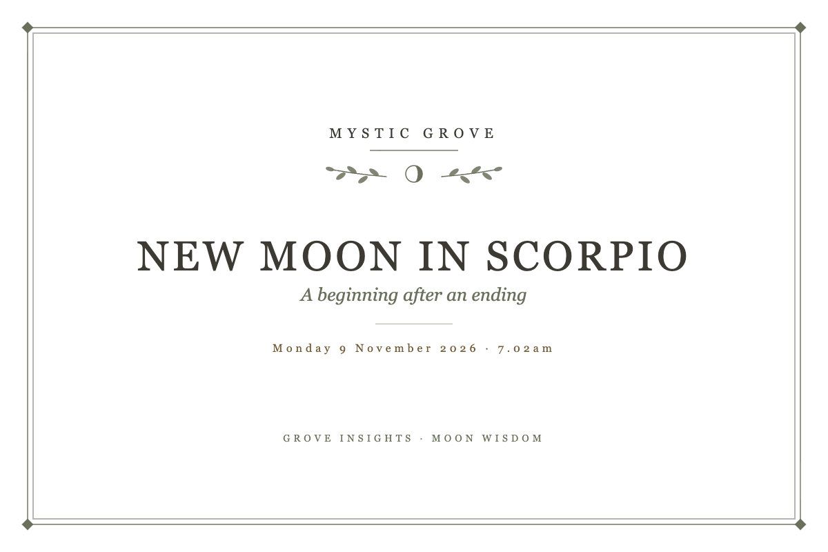 New Moon in Scorpio 2026 card: Monday 9 November at 7.02am UK time