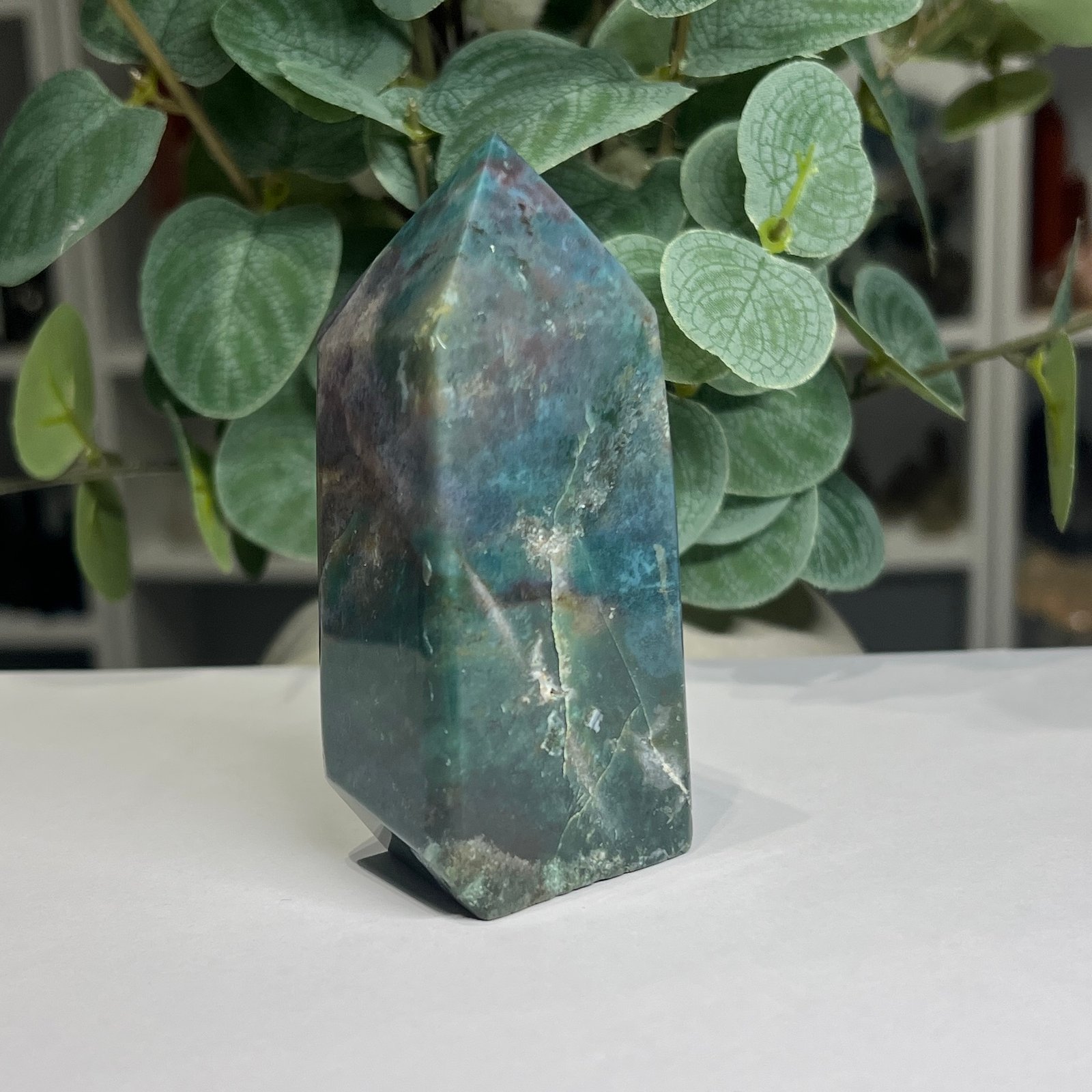 ocean jasper tower b 9cm 5 Ocean jasper tower B 9cm, blue green and purple side view