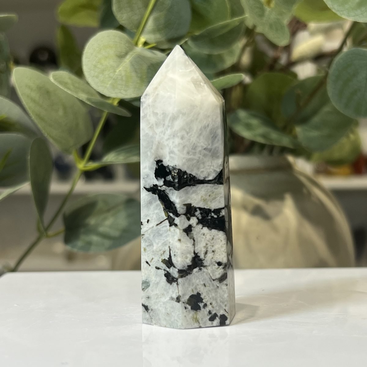 Rainbow moonstone tower A, polished point