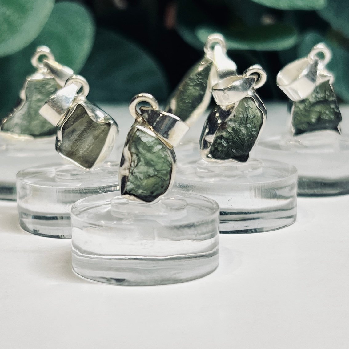 Raw moldavite pendant D258 2.58g set in 925 sterling silver