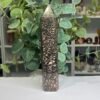 rhodonite tower d 19cm Large rhodonite tower D 19cm, black dendrite veining through rose pink and peach