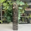 rhodonite tower e 19cm Large rhodonite tower E 19cm, rose pink rhodonite in dense black dendrite pattern