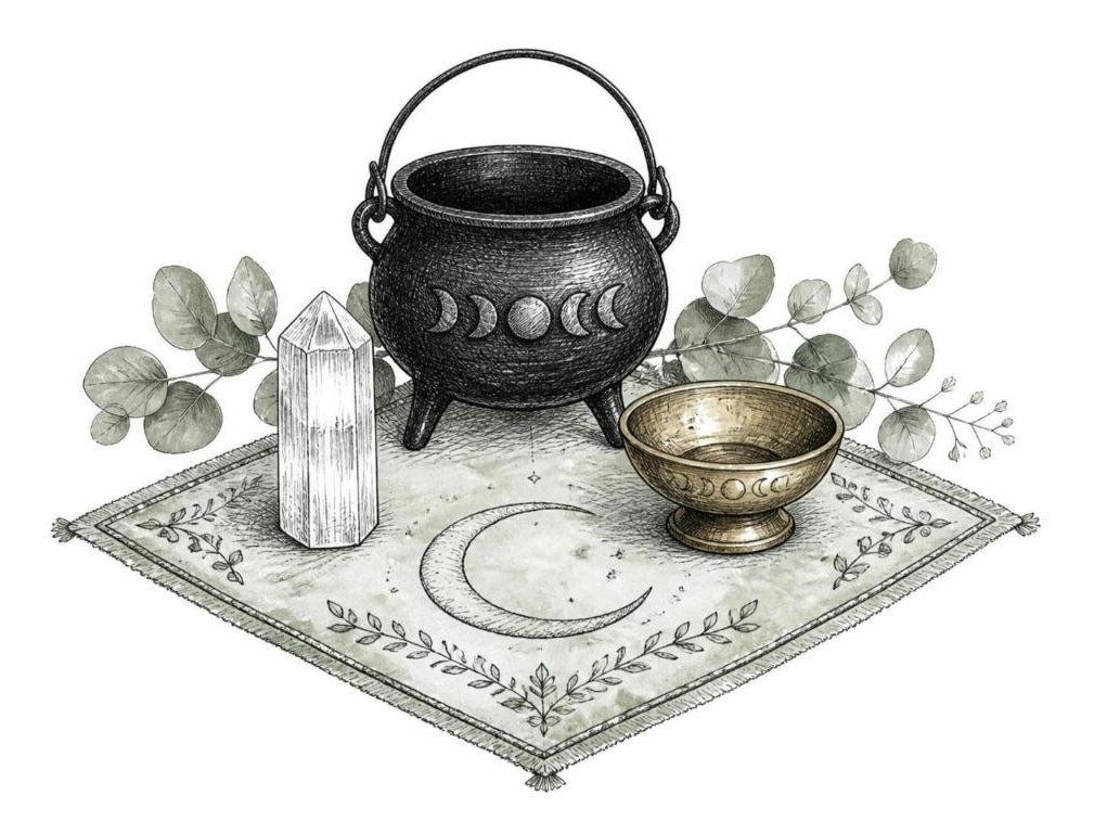 Pencil and ink sketch for altar