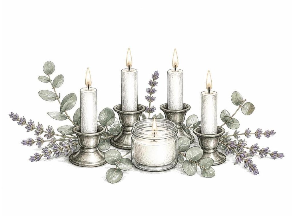 Pencil and ink sketch for candles