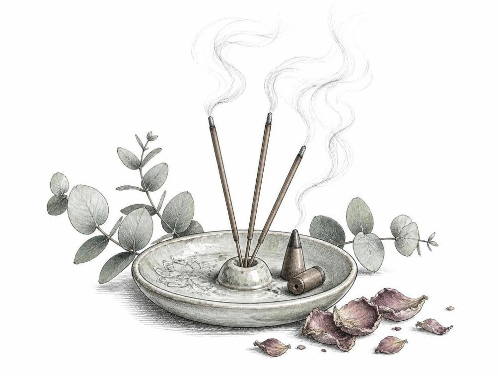 Pencil and ink sketch for incense