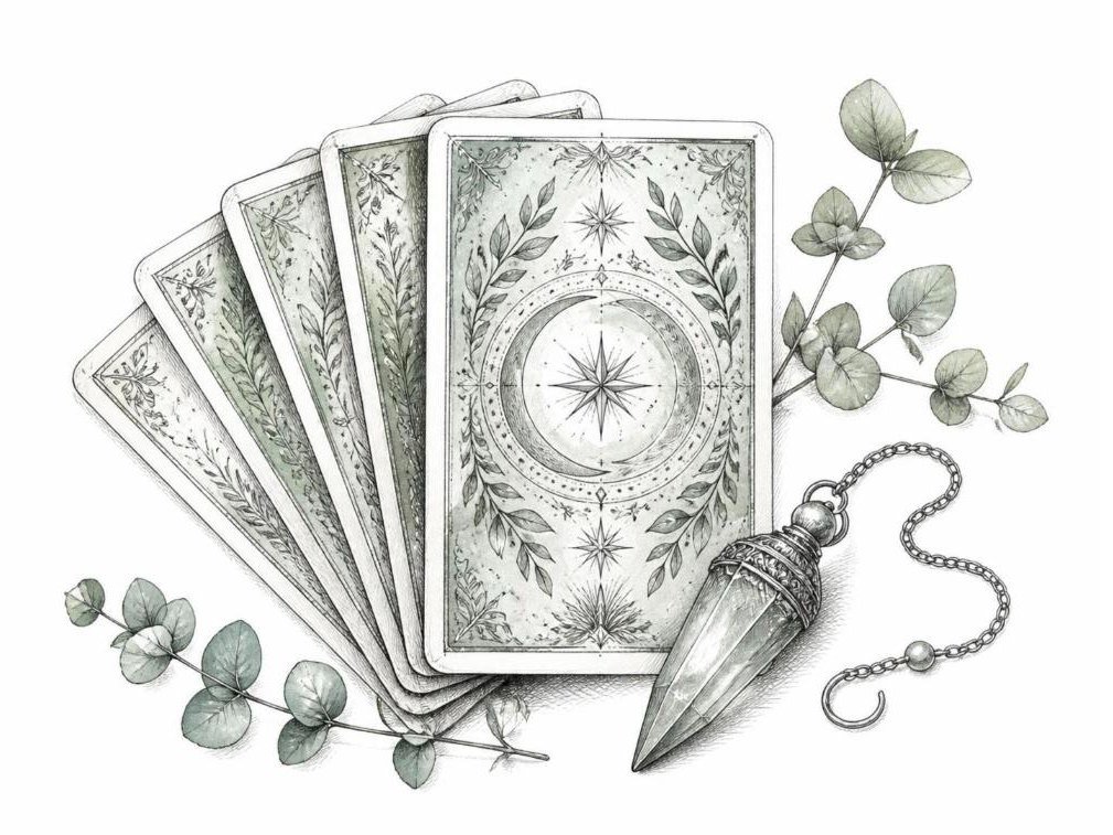 Pencil and ink sketch for tarot divination
